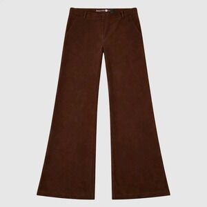 Betabrand Pants Womens Large Long Brown Wide Straight Leg Stretch Pull On Office